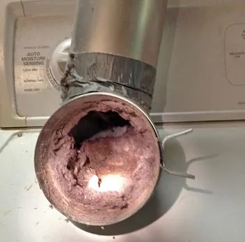 Dryer duct clogged with lint